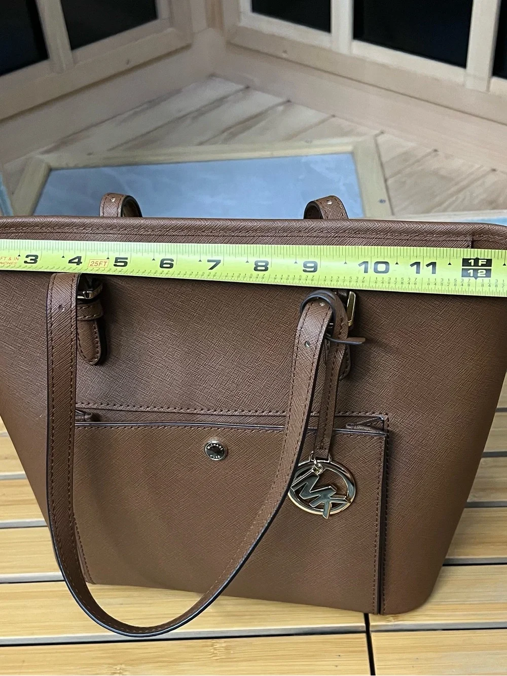 Michael Kors Cognac Brown Jet set travel Saffiano Leather Tote